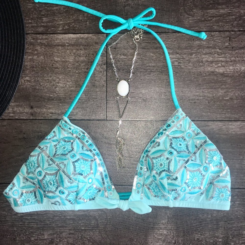 Victoria’s Secret blue sparkle bikini top